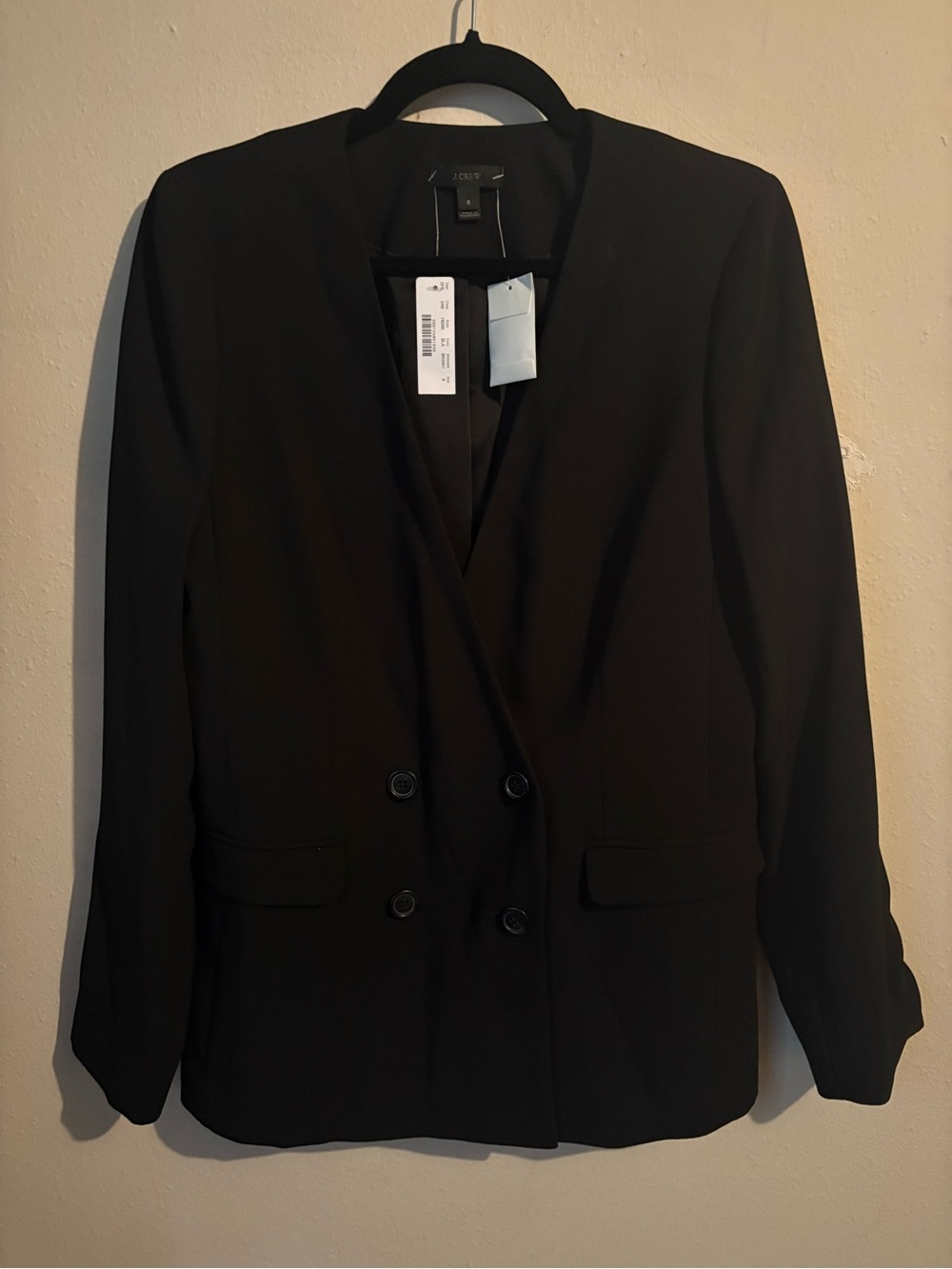 NWT J Crew French Girl Double-Breasted Black Women's Blazer Deep V Size Medium